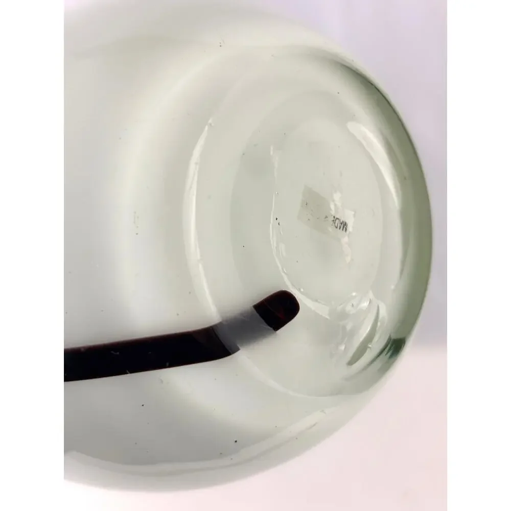 Vintage Mid-Century Modern‎ Hand Blown Glass Vase Black & White 17.5